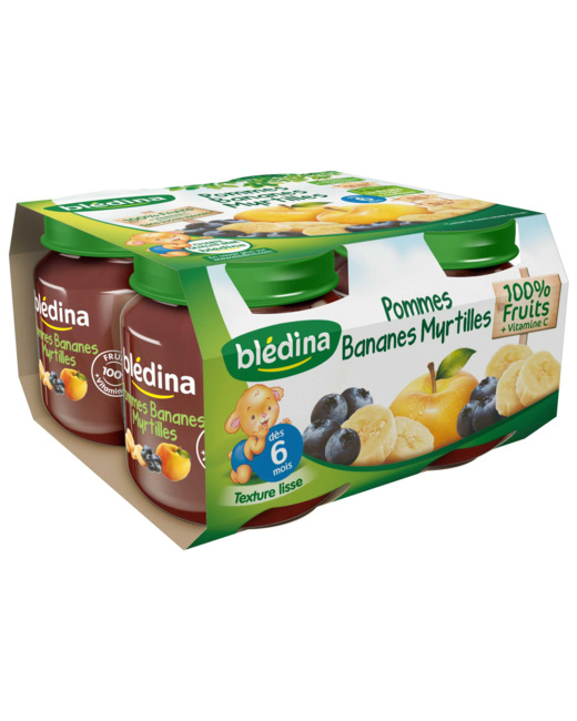 Pot Pommes Bananes Myrtilles 4x130g