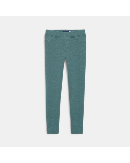 Jegging chaud et pailleté vert fille