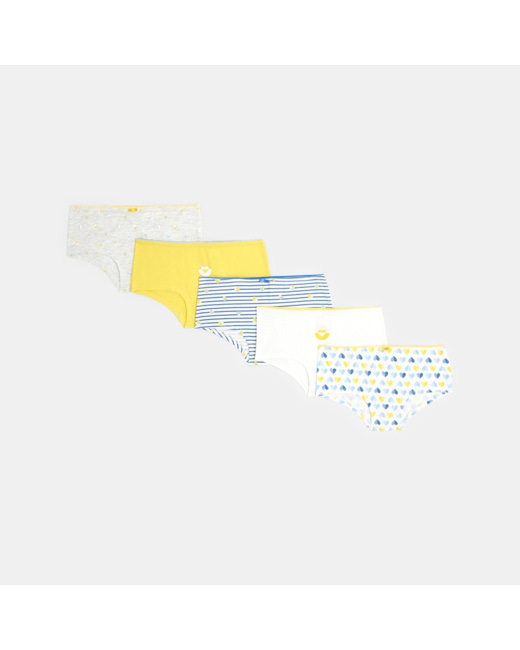 Culottes boxers fantaisie (lot de 5) jaune fille