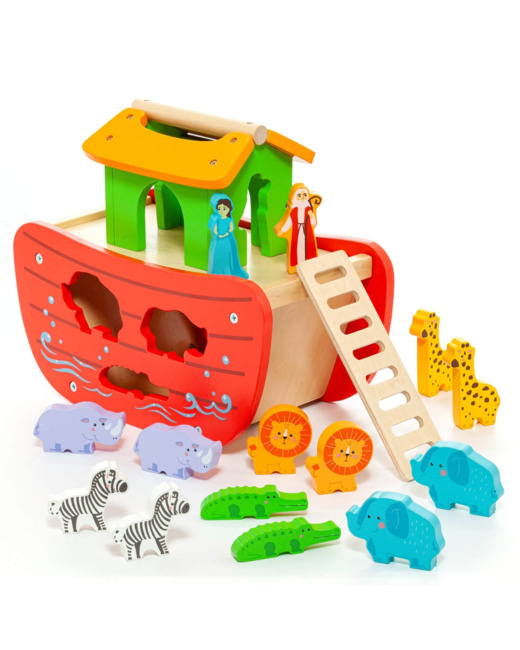 Jeu arche de Noé en bois - 17 pièces