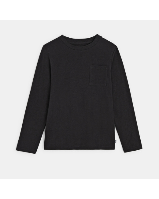 T-shirt uni en coton noir garçon