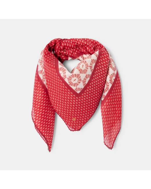Foulard imprimé en popeline rouge fille