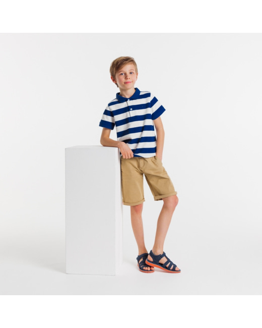 Bermuda slim en toile unie beige garçon