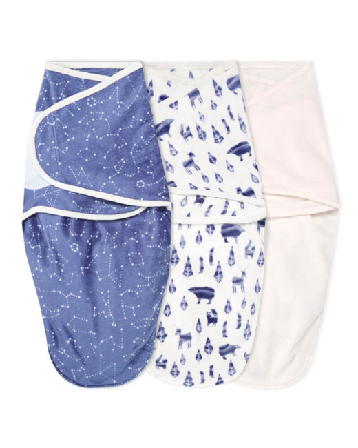 Lot de 3 maxi-langes d'emmaillotage Velboa Scandinavian Sky