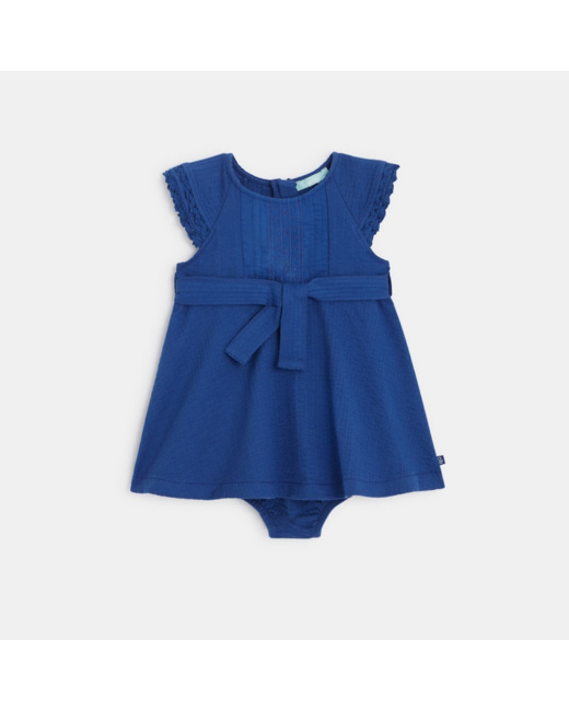 Robe coton jacquard et bloomer bébé fille