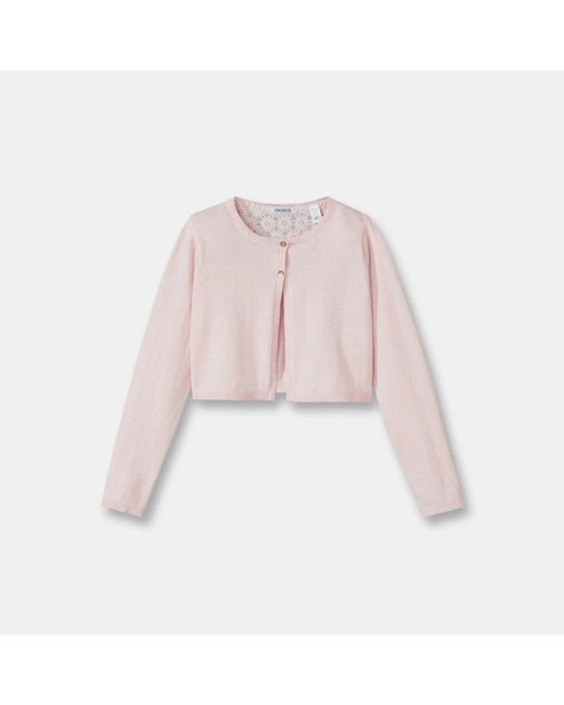Gilet boléro détail crochet rose fille