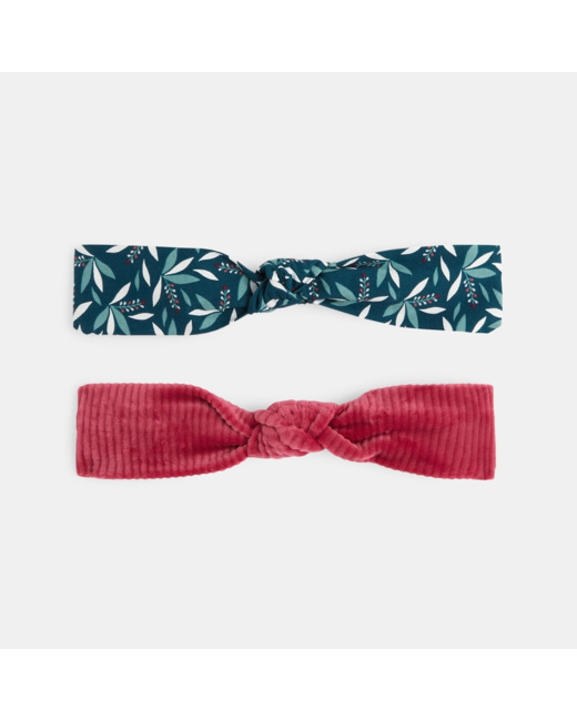Headband noué en tissu (lot de 2) rose fille