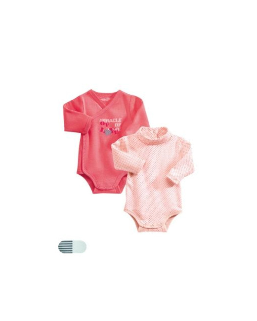 Body bebe fantaisie manches longues 1 a 18 mois : lot de 2 