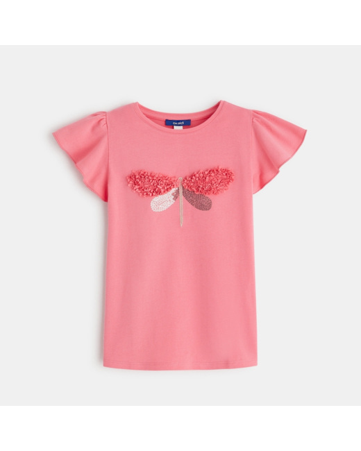 T-shirt à motif libellule rose fille