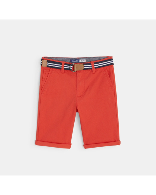 Bermuda stretch imprimé ceinturé rouge garçon