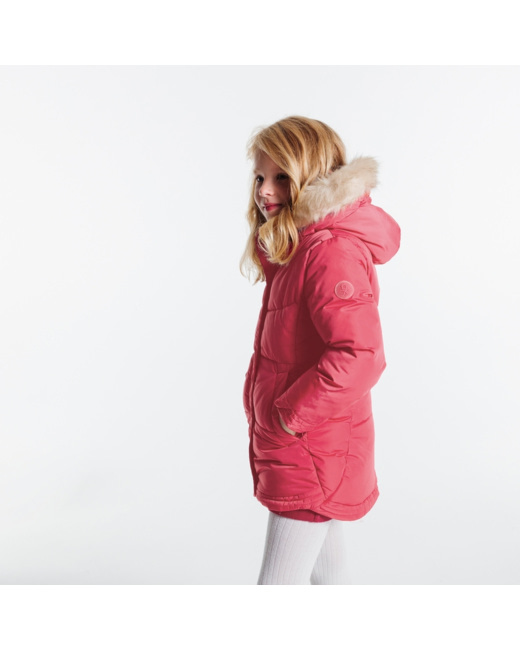 Parka doudoune épaisse à capuche rose fille