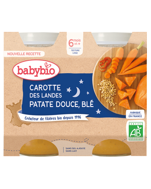 Petits pots Carotte Patate douce et Blé Bio