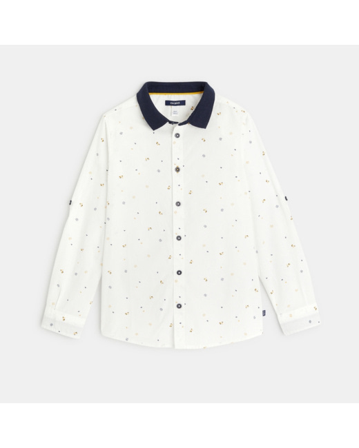 Chemise à petits motifs blanche garçon