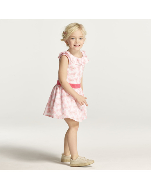 Robe imprimée à col volanté rose fille