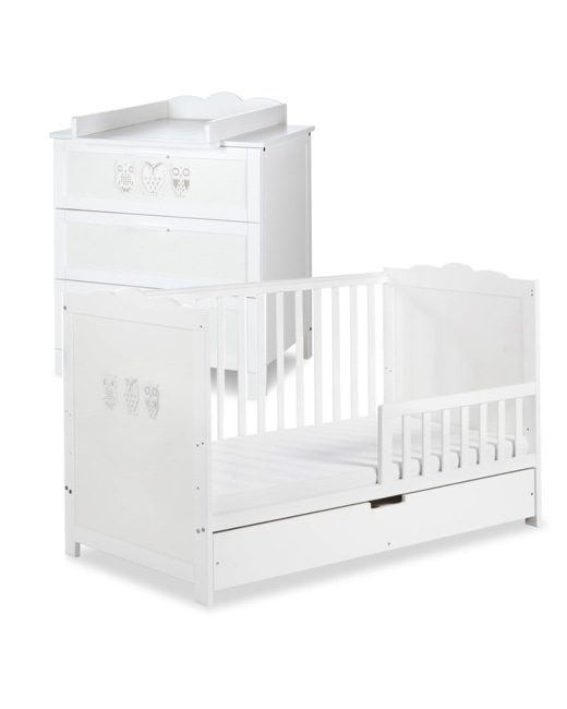 Ensemble commode à langer + lit bébé + tiroir MARSELL