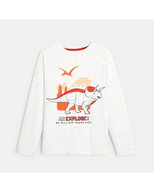 T-shirt motif dinosaure en coton biologique orange garçon