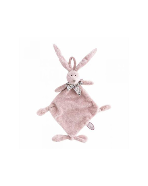 Doudou attache-tétine Lapin Flo - 25 cm