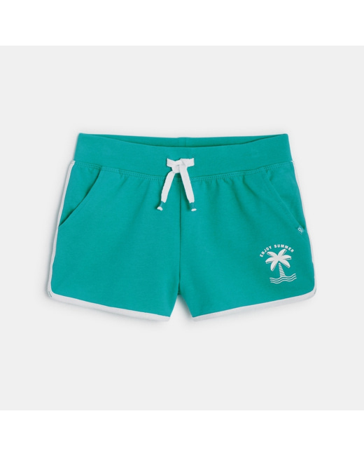 Short uni en jersey vert fille