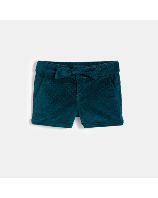 Short en velours vert fille