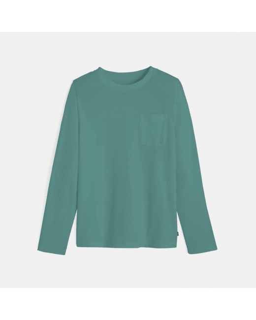 T-shirt uni manches longues vert garçon