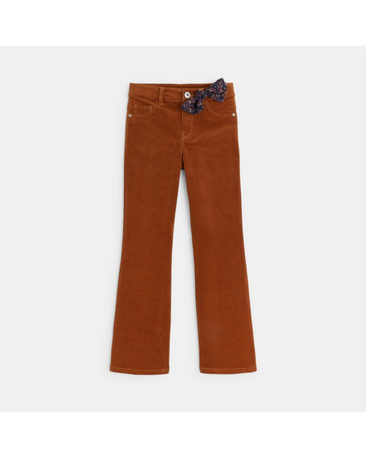 Pantalon flare en velours milleraies marron fille