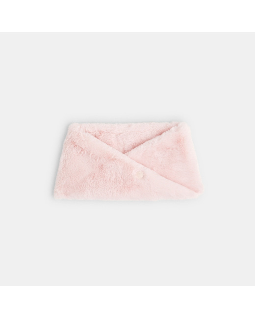 Snood twisté en fausse fourrure rose fille
