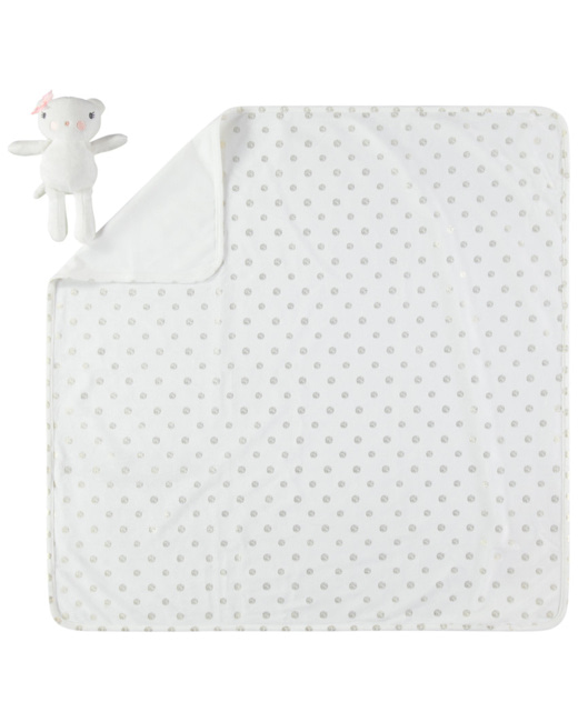 Couverture en sherpa à pois avec peluche