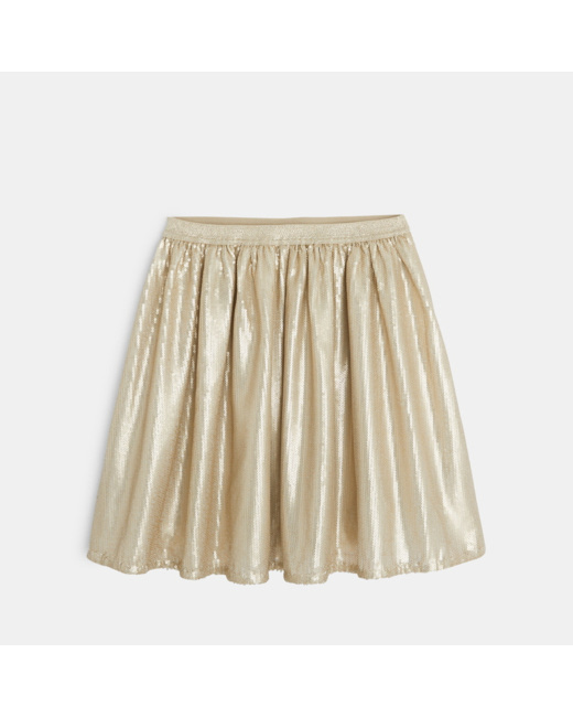 Jupe ballerine à sequins dorés beige fille