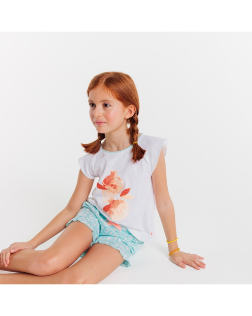 Pyjama d'été 2 pièces motif grenade blanc fille