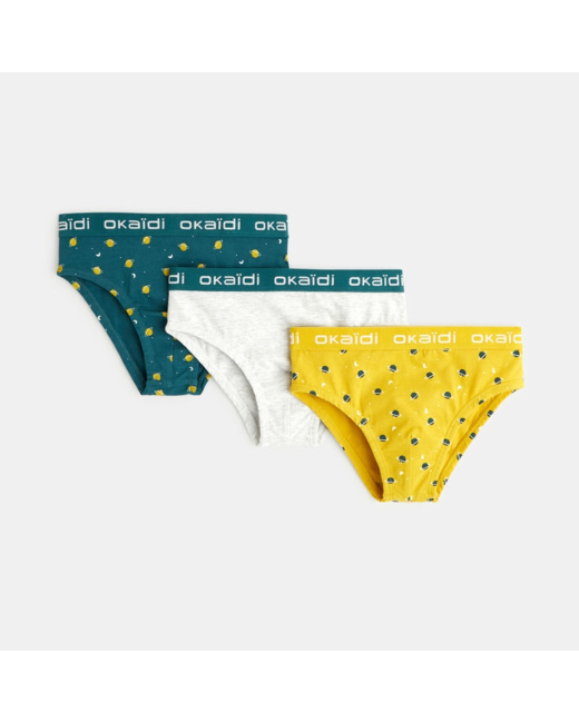 Slips imprimés (lot de 3) vert garçon