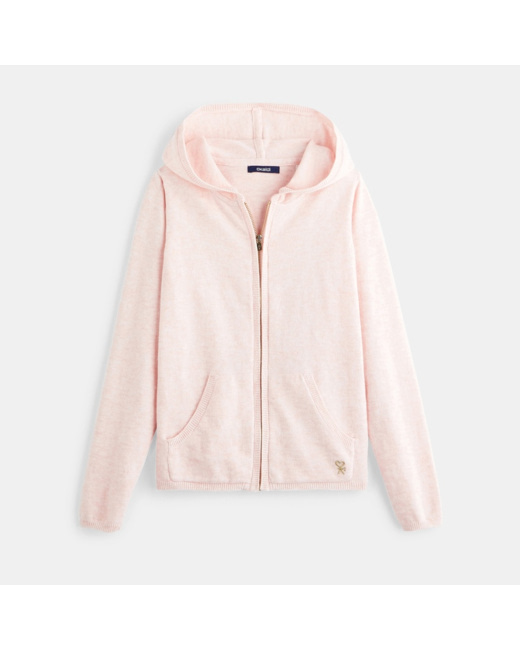 Gilet zippé à capuche rose fille