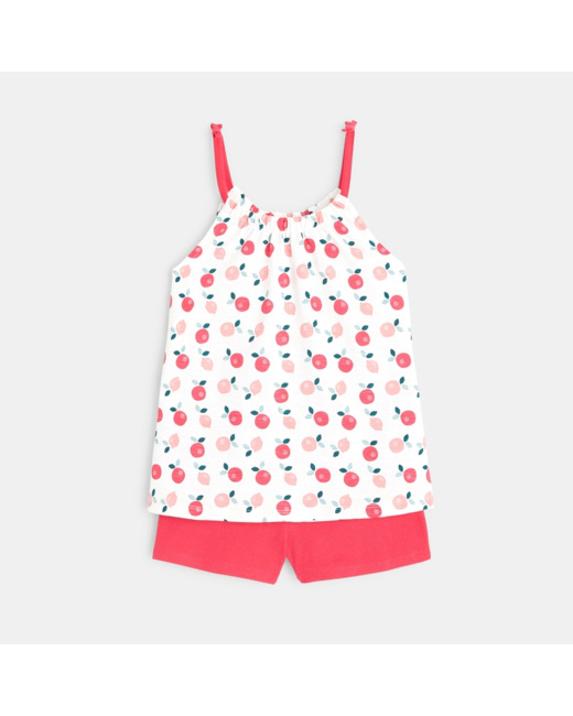 Pyjama d'été 2 pièces "pommes" rose fille