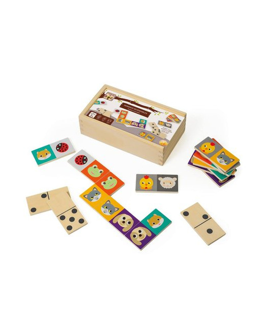 Jeu de société en bois Dominos réversibles les animaux  