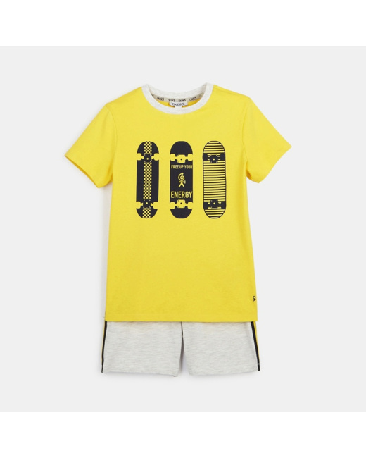 Pyjama-short en jersey jaune garçon