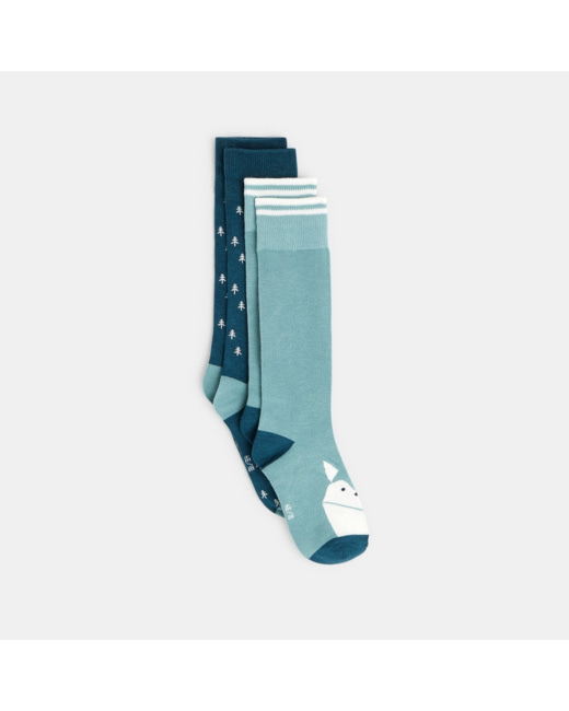 Grandes chaussettes thermorégulantes fantaisie (lot de 2) vertes garçon