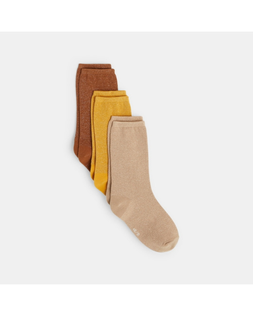 Chaussettes unies (lot de 3) jaunes fille
