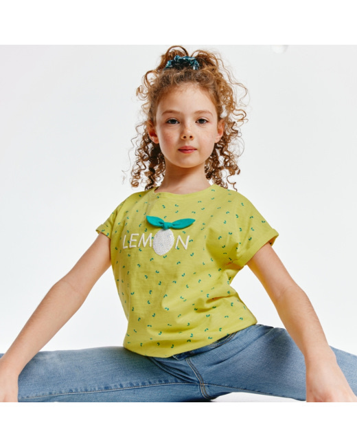 T-shirt coloré original Lemon jaune fille