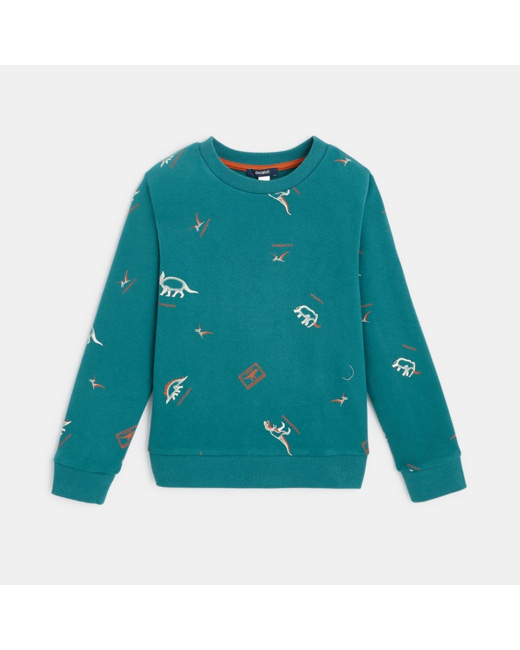 Sweat-shirt en molleton imprimé vert garçon