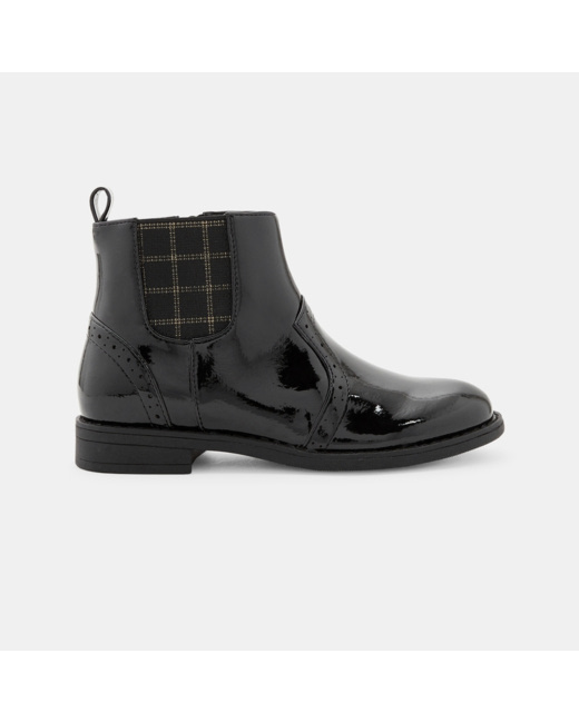 Bottines vernies chelsea à carreaux noir fille
