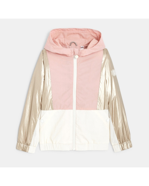 Blouson déperlant à capuche rose fille