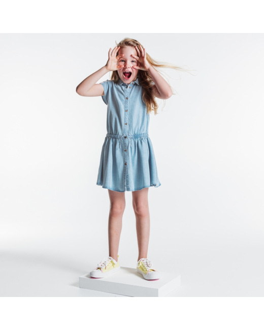 Robe brodée bleue fille