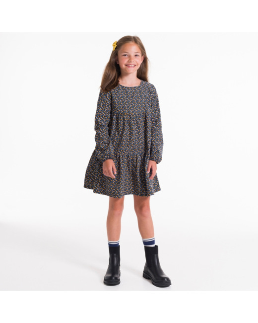 Robe évasée en velours imprimé