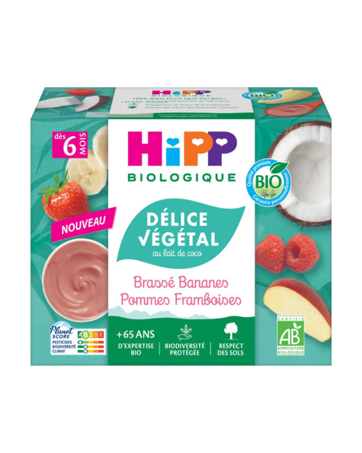 Brassé végétal au lait de coco Banane Pomme Framboise Bio