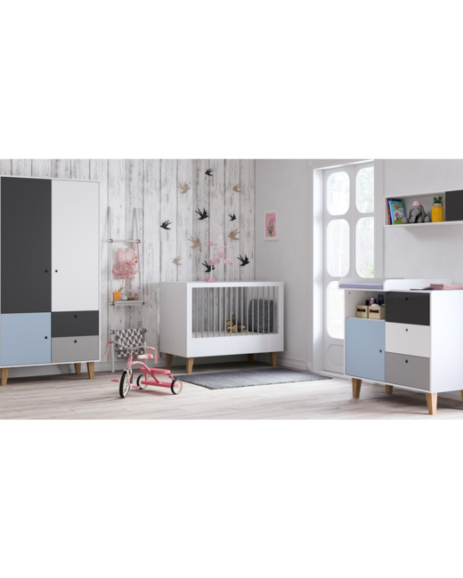 Chambre Trio Concept Lit bébé évolutif + Commode + Armoire
