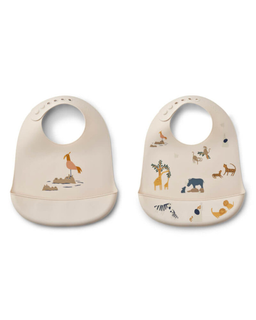 Lot de 2 bavoirs en silicone Tilda - All together / Sandy