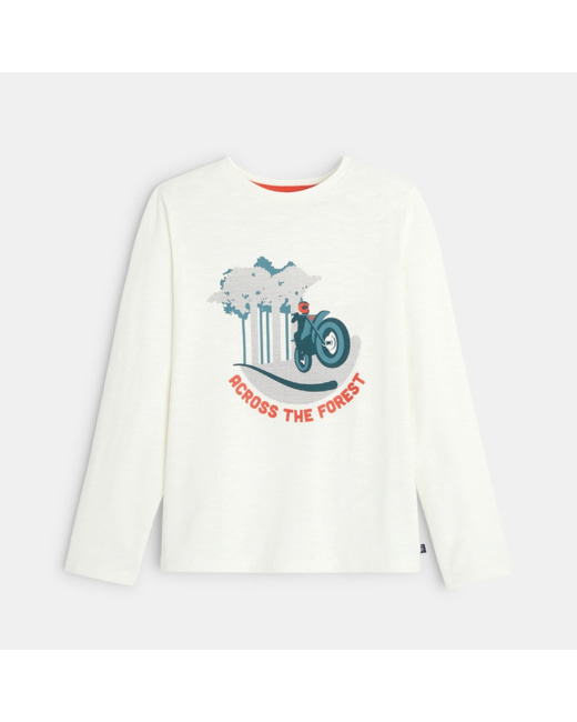 T-shirt manches longues imprimé moto blanc garçon
