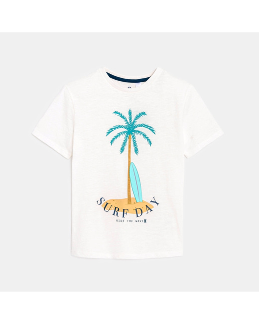 T-shirt à motif placé blanc garçon