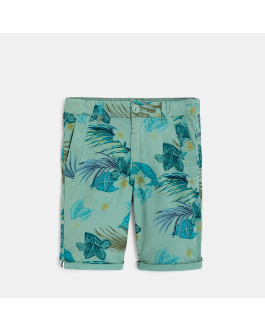 Bermuda slim imprimé vert garçon