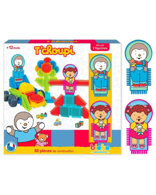 Boîte de 50 blocs et 2 figurines de T'choupi et Lalou
