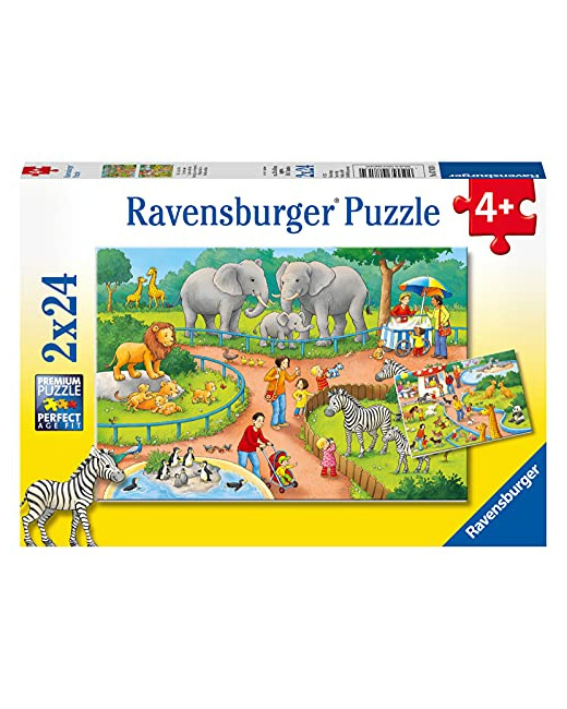 Puzzle - Une journée au zoo - 2x24 pièces